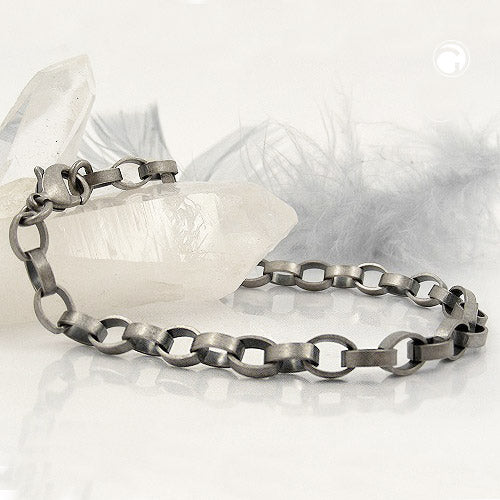 Armband aus Edelstahl – 5mm Ankerkette in altsilbernem Design