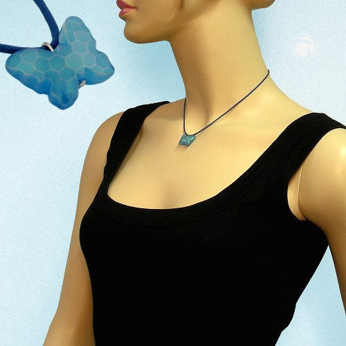 Children's chain butterfly plastic light blue with cut cord dark blue 42cm