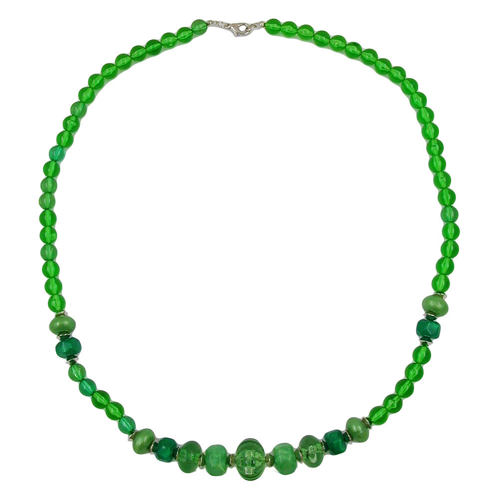Kette Kunststoffperlen grün-transparent 60cm