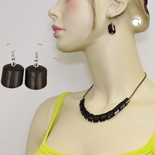 Ear hook earrings earrings 37x15mm slanted plastic brown-silky-shiny