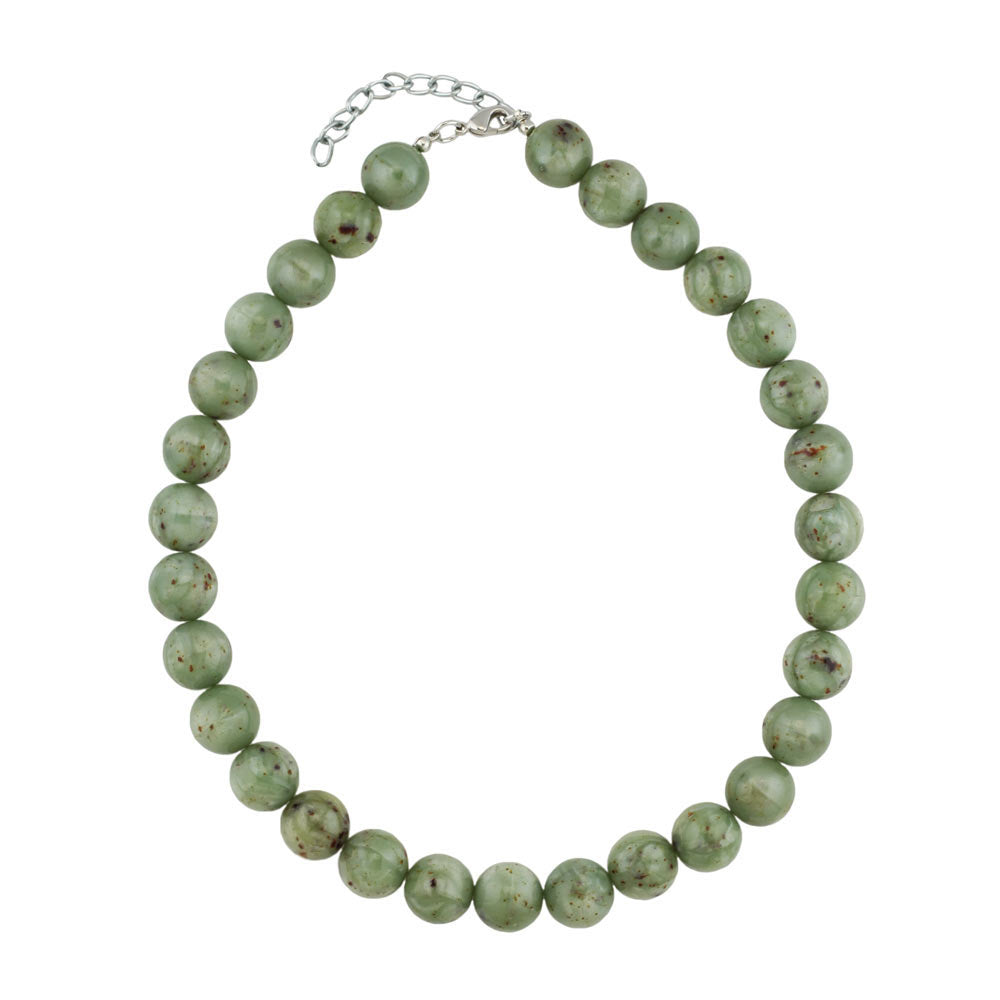 Kette 14mm Rundperle Kunststoff oliv-grün-braun-gesprenkelt