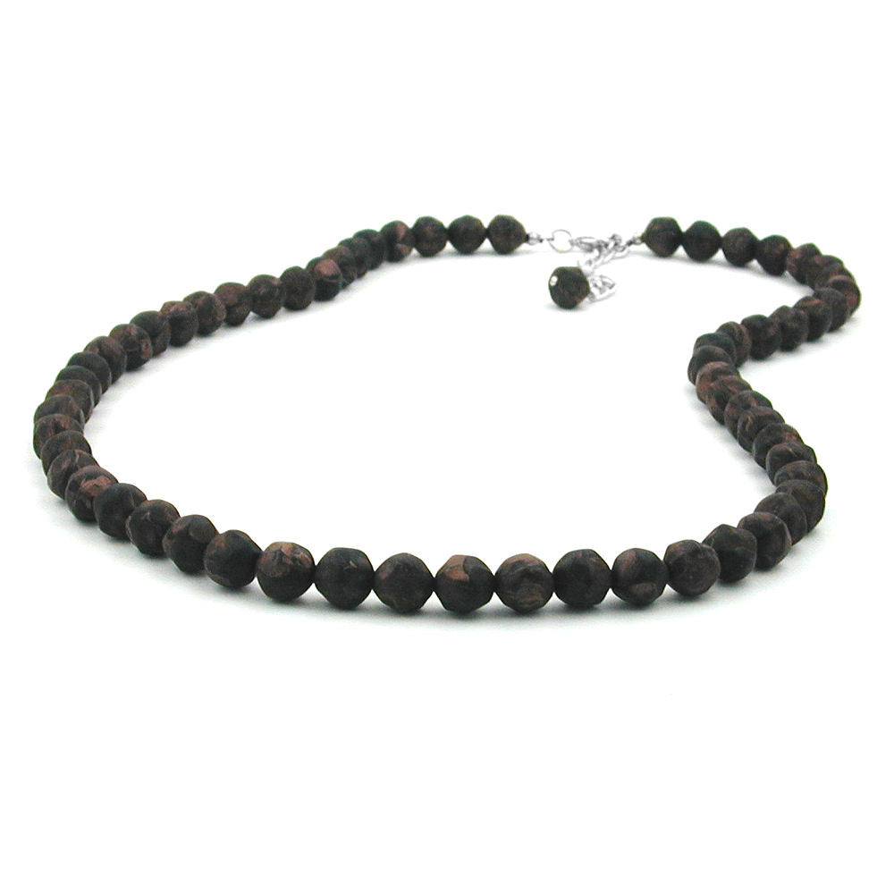 Necklace 8mm plastic pearls baroque pearls brown-black-marbled 55cm