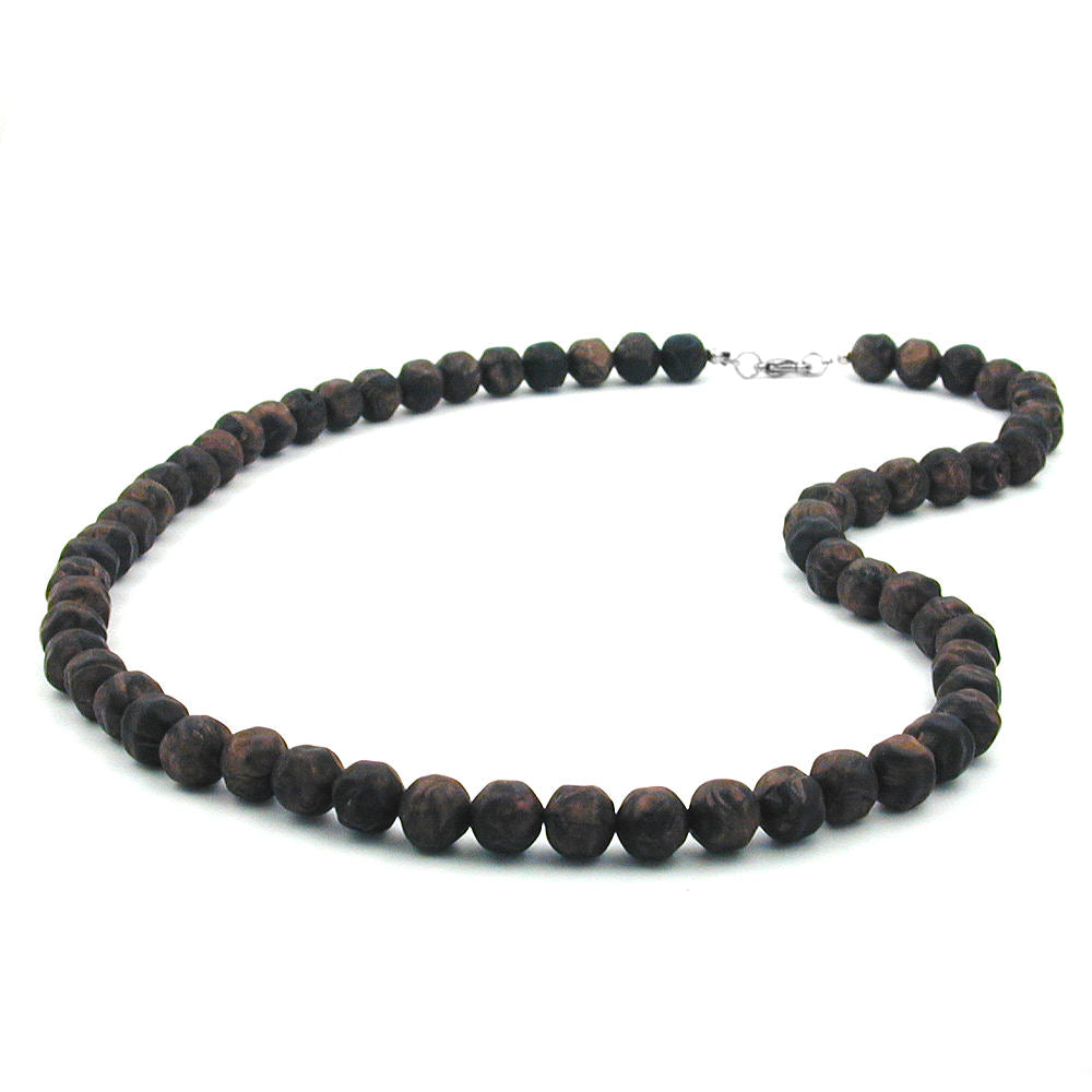 Necklace 10mm plastic pearls baroque pearls brown-black-marbled 60cm