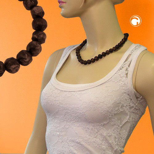 Necklace 12mm plastic pearls baroque pearls brown-black-marbled 50cm