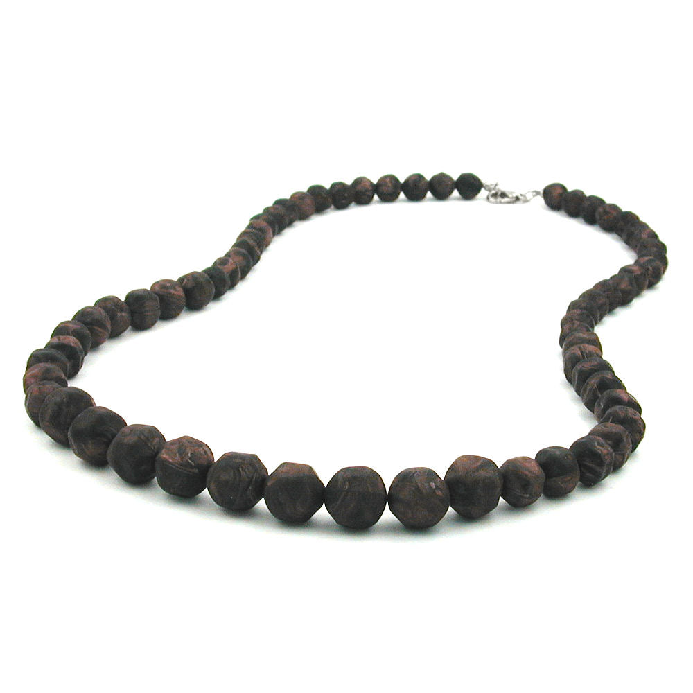 Necklace plastic beads baroque pearls brown-black-marbled gradient 60cm