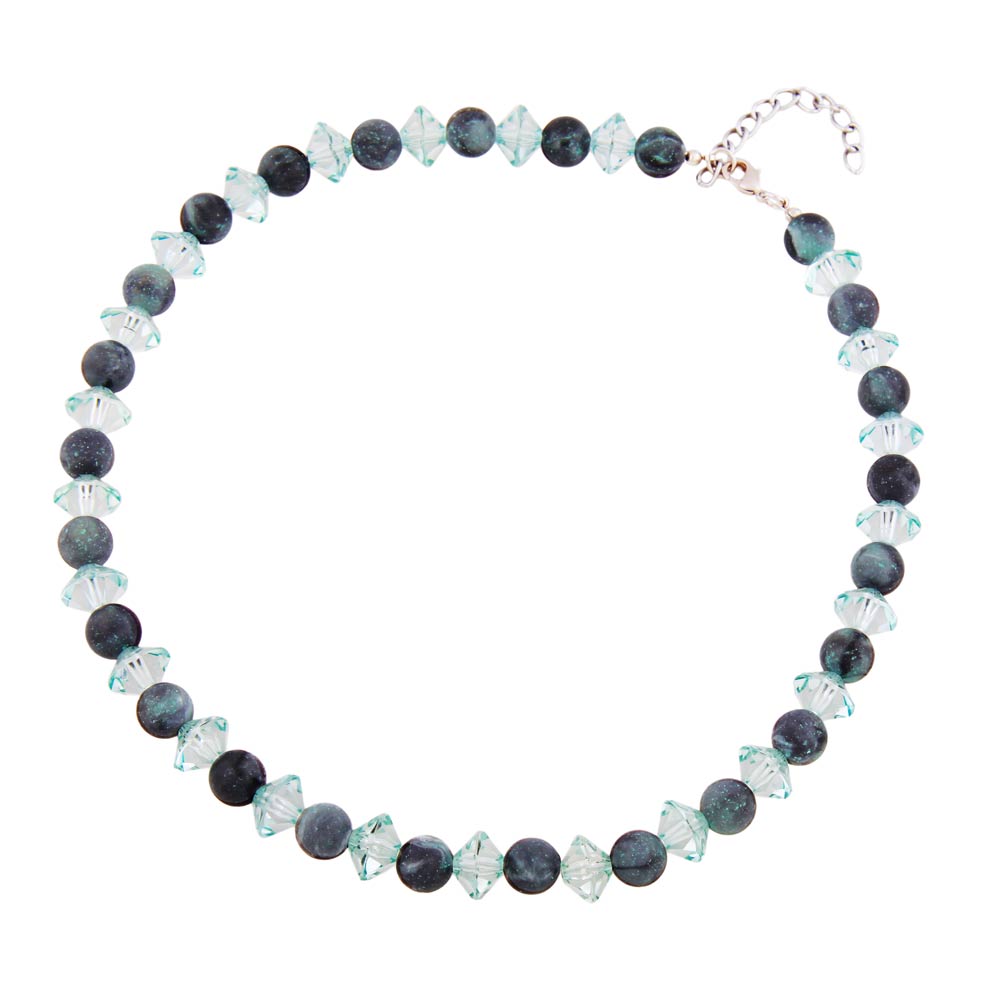 Necklace beads plastic turquoise matt faceted wheel turquoise-transparent 45cm