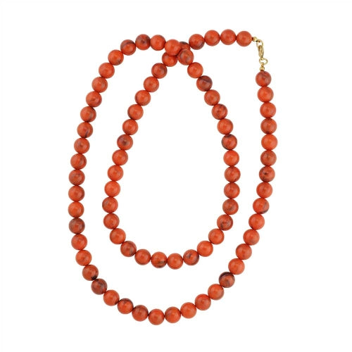 Kette 10mm Rundperle orange-schwarz-marmoriert Kunststoff