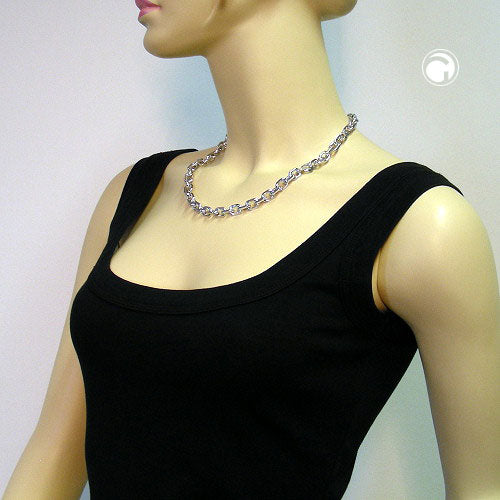 Kette 9mm Ankerkette rhodiniert diamantiert 50cm