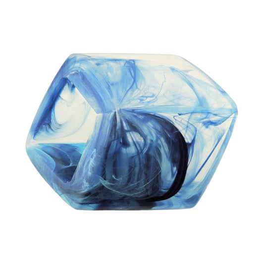 Cloth ring 45x36x18mm hexagon light blue-transparent glossy plastic