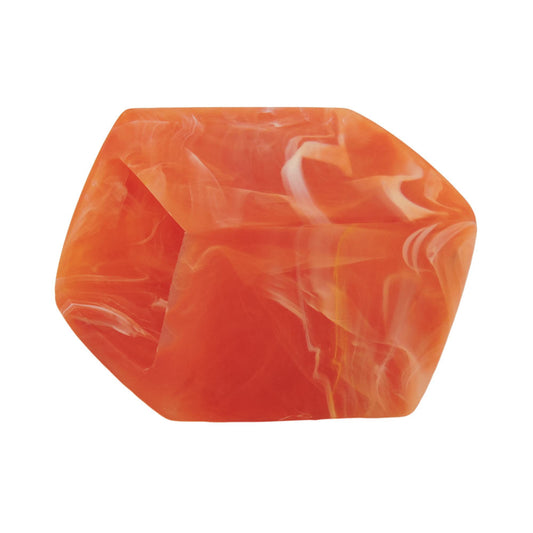 Scarf ring 45x36x18mm hexagon coral pink-white matt plastic