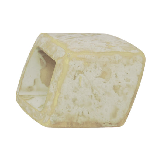 Cloth ring 45x36x18mm hexagon green-white-spotted matt plastic