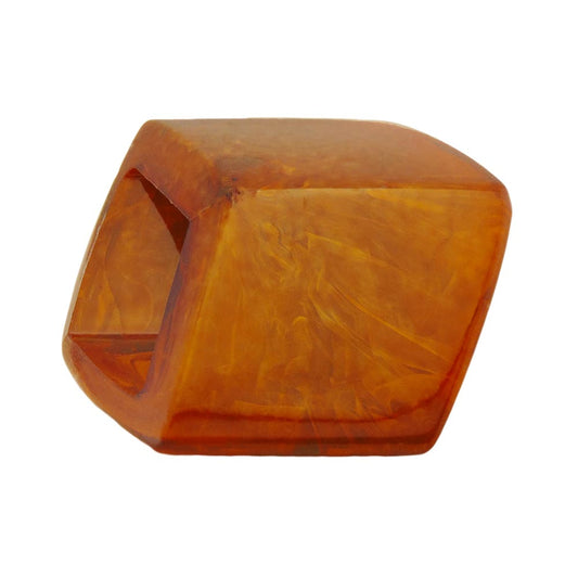 Cloth ring 45x36x18mm hexagon reddish-brown glossy plastic