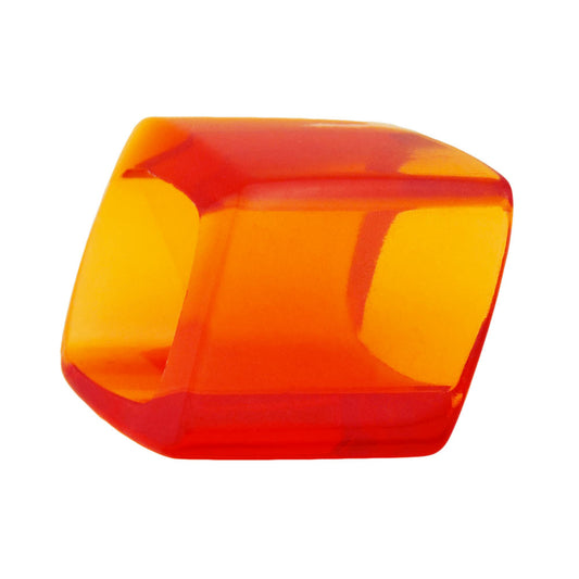 Cloth ring 45x36x18mm hexagon red-orange-transparent glossy plastic