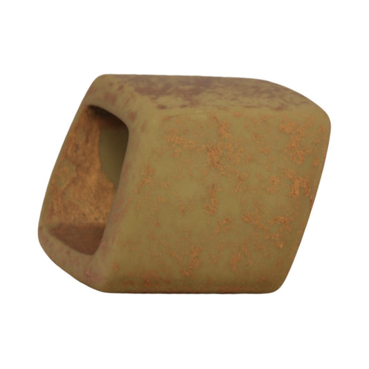 Scarf ring 45x36x18mm hexagon green-gold spotted matt plastic