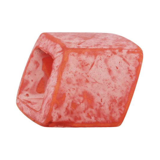 Cloth ring 45x36x18mm hexagon pink-white-spotted matt plastic