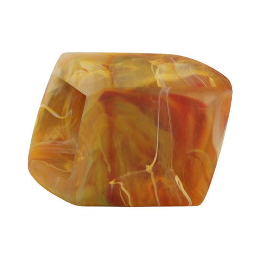 Cloth ring 45x36x18mm hexagon brass-red-white matt plastic