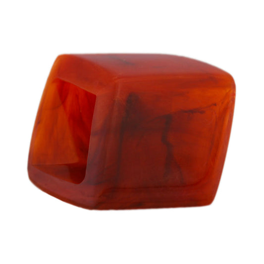 Cloth ring 45x36x18mm hexagon reddish-brown marbled glossy plastic