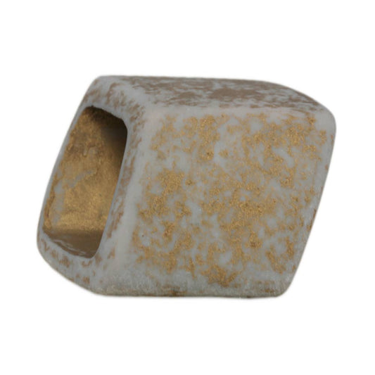 Scarf ring 45x36x18mm hexagon grey-gold-spotted matt plastic