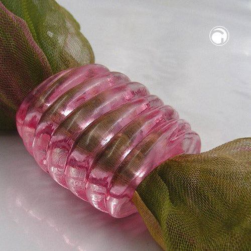 Cloth ring 35x34x23mm spiral plastic pink-transparent glossy