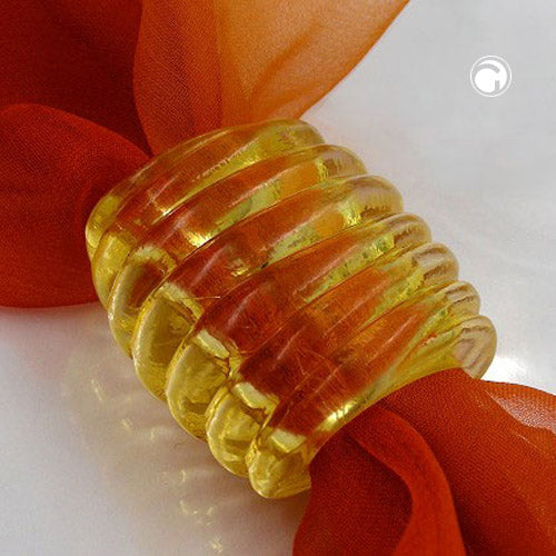 Cloth ring 35x34x23mm spiral plastic yellow-transparent glossy