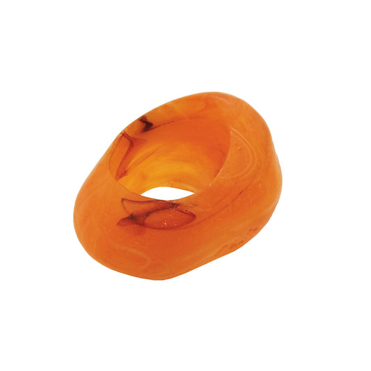Cloth ring 33x25mm plastic ring bead non-round 17mm hole orange-marbled matt