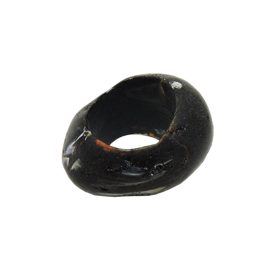 Cloth ring 33x25mm plastic ring bead non-round 17mm hole black-marbled matt