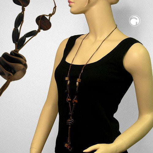 Kette 30mm Spiralperle Kunststoff braun Kordel braun 100cm