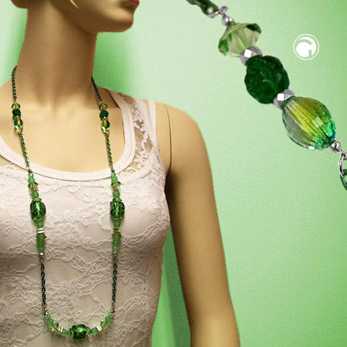 Kette, Steinperle mit Ankerkette grün