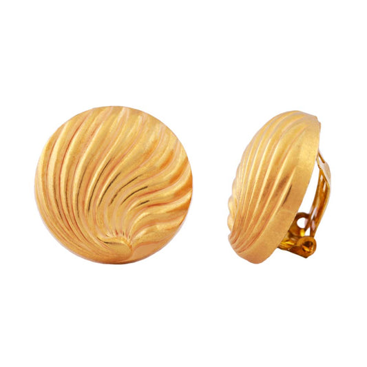 Clip earring approx. 21mm shell decor gold-colored matt plastic