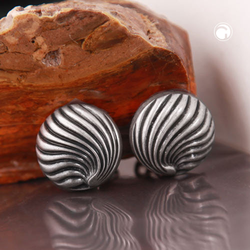 Clip Ohrring ca. 21mm Muscheldekor altsilberfarben matt antik geschwärzt Kunststoff