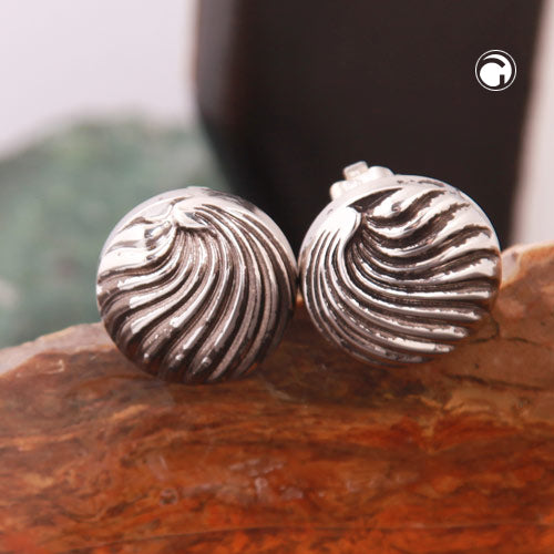 Clip earring approx. 21mm shell decor chrome-colored antique blackened plastic