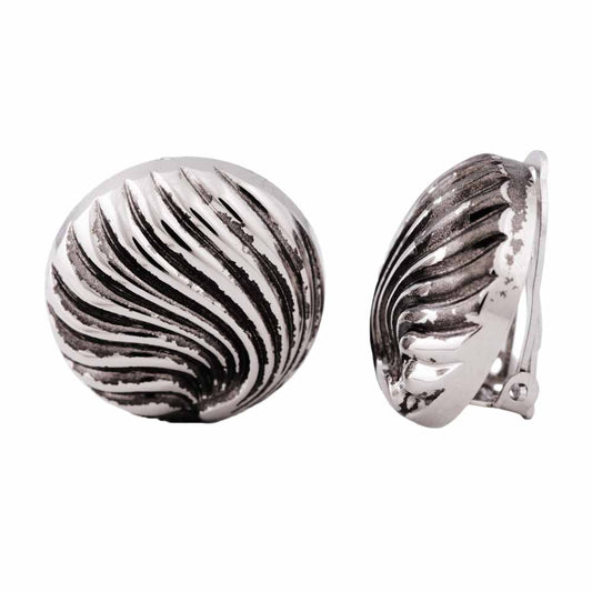 Clip earring approx. 21mm shell decor chrome-colored antique blackened plastic