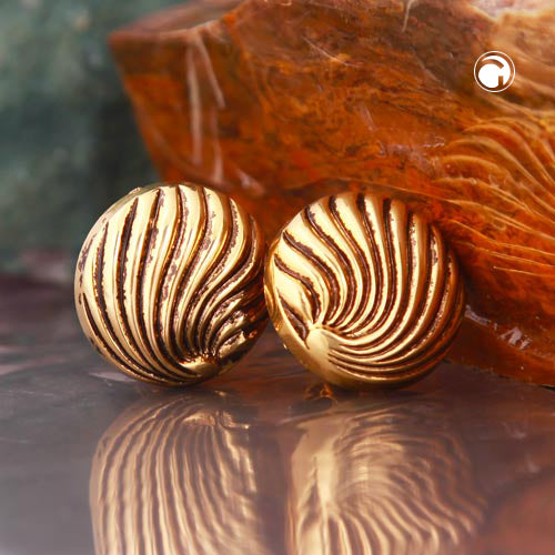 Clip earring approx. 21mm shell decor gold-colored antique blackened plastic