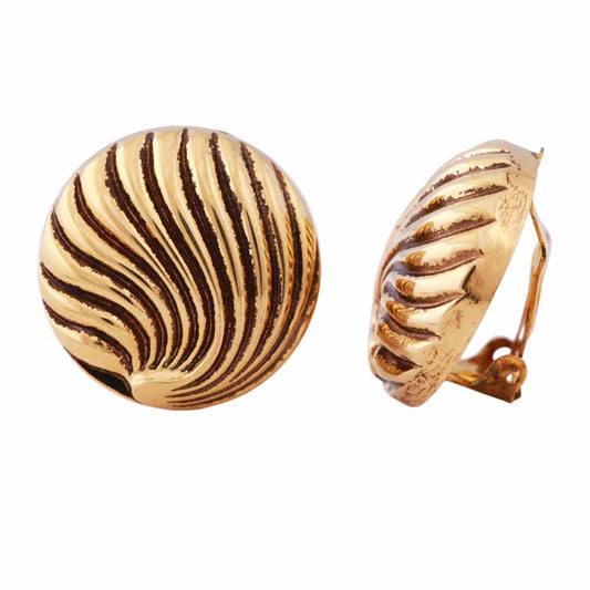 Clip earring approx. 21mm shell decor gold-colored antique blackened plastic