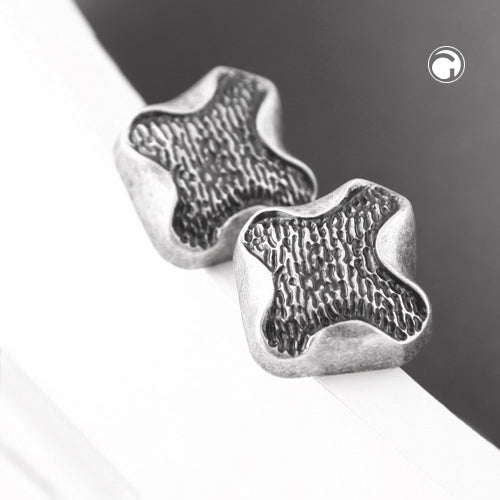 Clip earring approx. 27x29mm cross abstract antique silver plastic