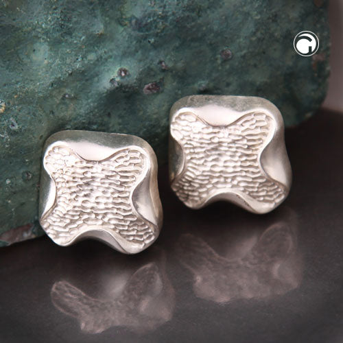 Clip earring approx. 27x29mm cross light silver matt plastic