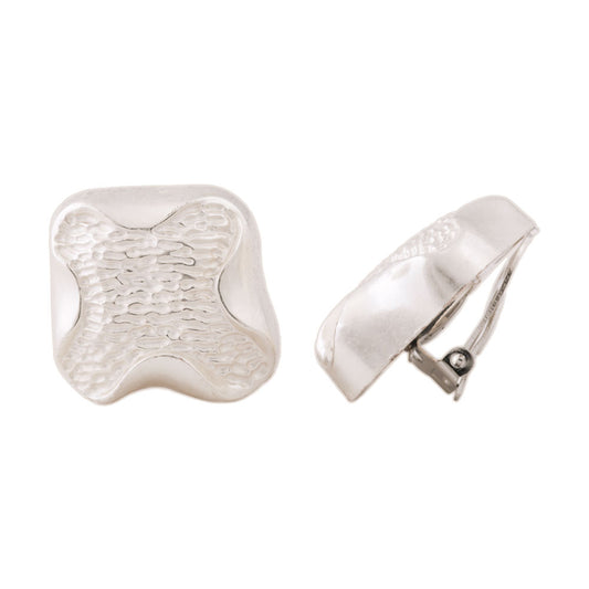 Clip earring approx. 27x29mm cross light silver matt plastic