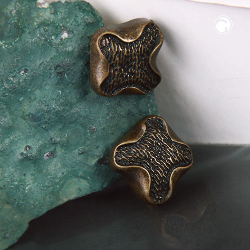 Clip earring approx. 27x29mm cross old gold-colored shiny plastic