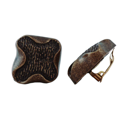 Clip earring approx. 27x29mm cross old gold-colored shiny plastic