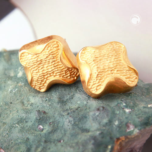 Clip earring approx. 27x29mm cross gold-colored shiny plastic