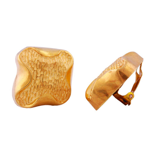 Clip earring approx. 27x29mm cross gold-colored shiny plastic