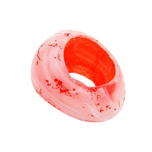 Cloth bead, oval, red-white, structure