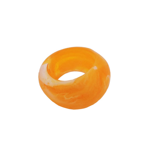 Cloth ring 28x19mm plastic ring bead non-round 17mm hole yellow matt