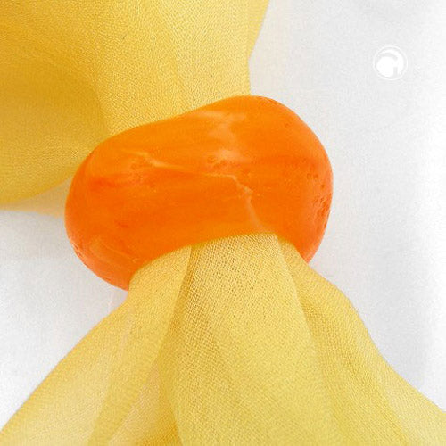 Cloth ring 28x19mm plastic ring bead non-round 17mm hole orange matt