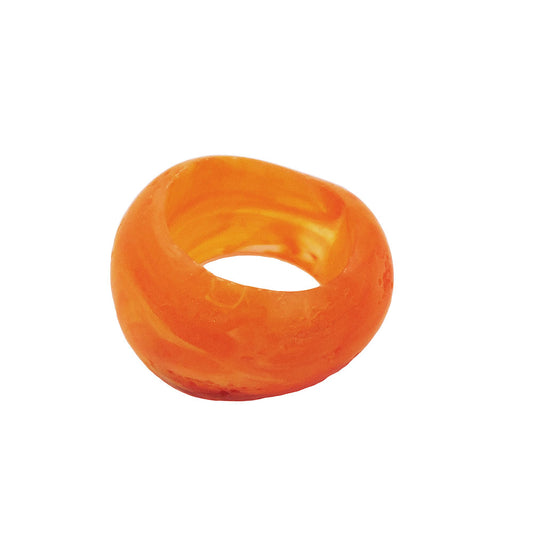 Cloth ring 28x19mm plastic ring bead non-round 17mm hole orange matt