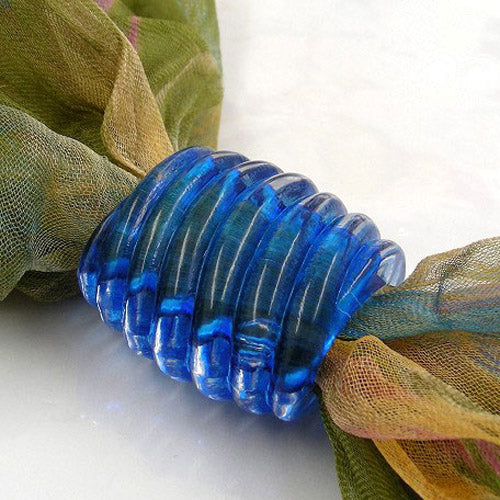Cloth ring 35x34x23mm spiral plastic blue-transparent glossy