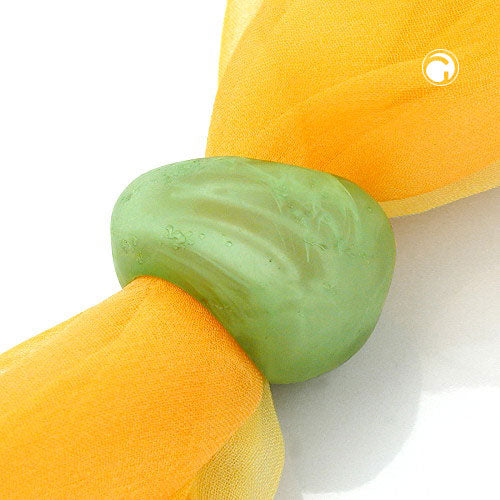 Cloth ring 33x25mm plastic ring bead non-round 17mm hole mint green marbled matt