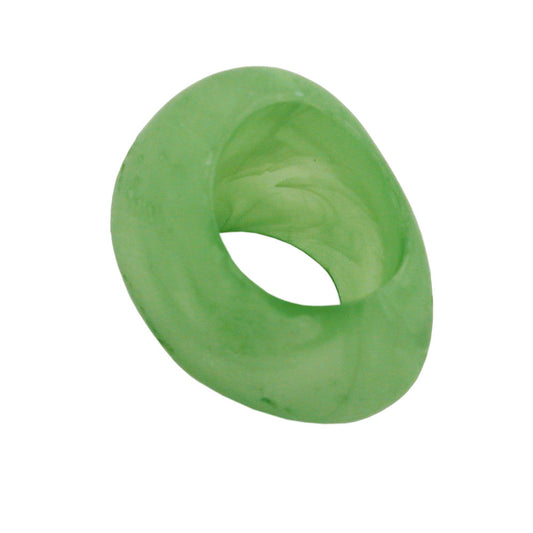 Cloth ring 33x25mm plastic ring bead non-round 17mm hole mint green marbled matt