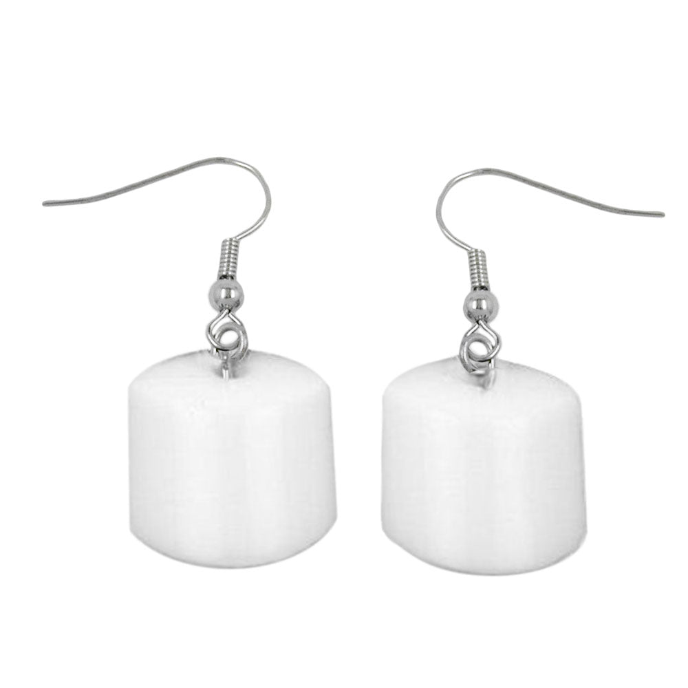Ear hook earrings earrings 37x15mm slanted bead plastic shiny white