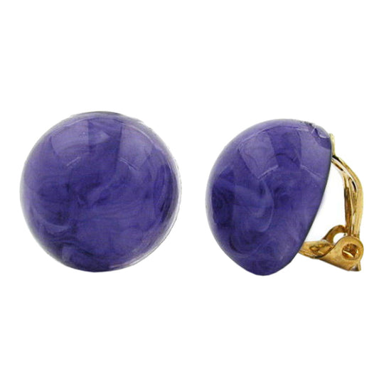 Clip earring 18mm purple-marbled-shiny plastic button